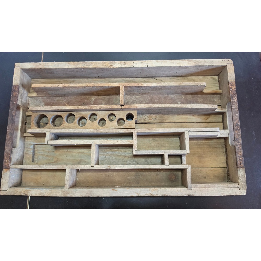 Vintage Wooden Printer Tray Shadow Box Industrial Rustic Multi Compartment 25in